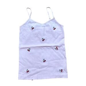 Basics light pink ribbed cherry adjustable spaghetti strap‎ tank top SIZE XS